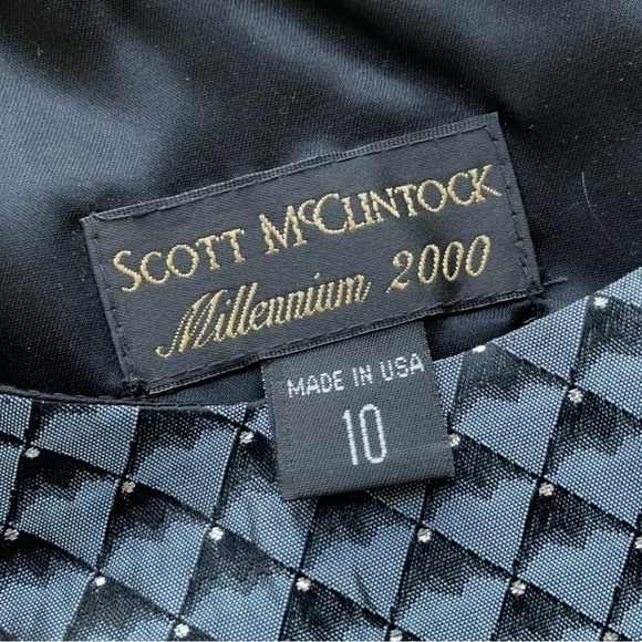 Vtg Scott McClintock Checkered Metallic Sleeveless Formal Top Gray Black Size 10 - Picture 6 of 7